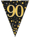 Oaktree UK 90th Birthday Bunting Black and Gold Fizz - 11 Flags 3.9M