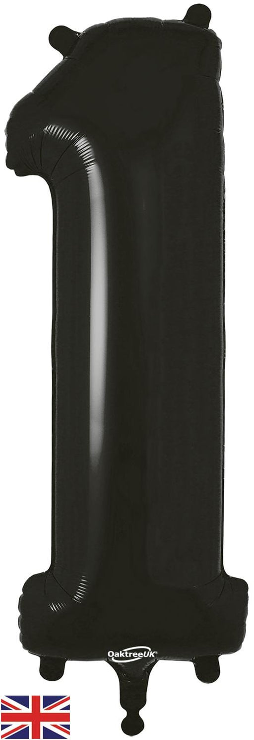 Oaktree UK Foil Balloons Black Number 1 - 34 Inch