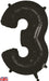 Oaktree UK Foil Balloons Black Number 3 - 34 Inch