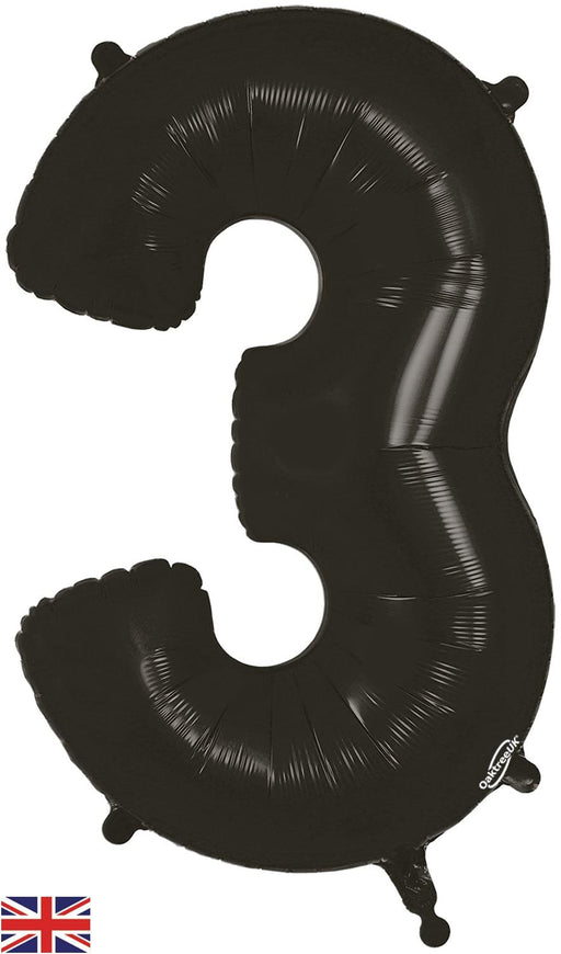 Oaktree UK Foil Balloons Black Number 3 - 34 Inch