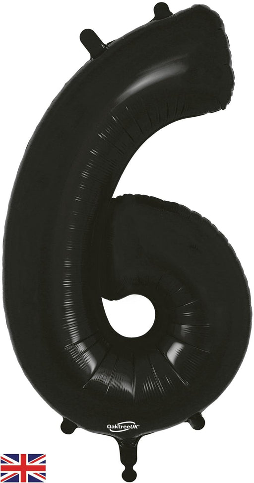 Oaktree UK Foil Balloons Black Number 6 - 34 Inch