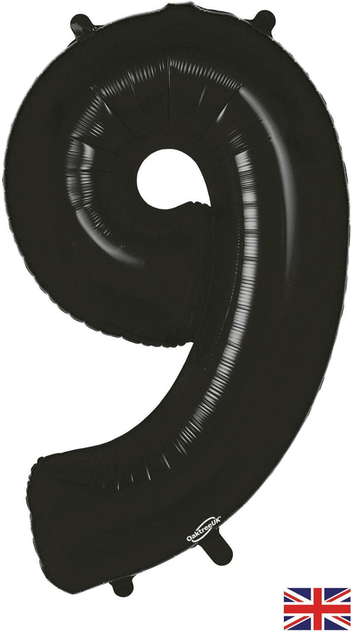 Oaktree UK Foil Balloons Black Number 9 - 34 Inch