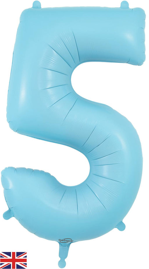 Oaktree UK Balloons Matte Blue Number 5 34"