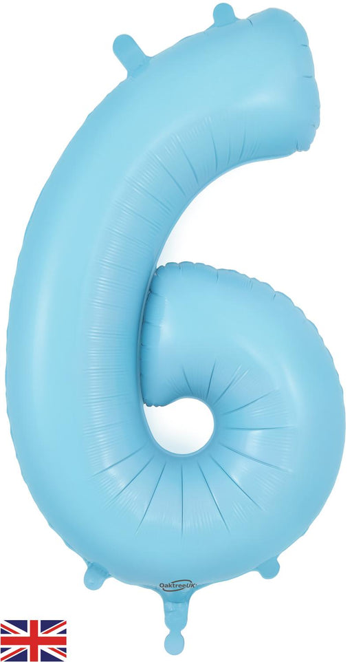 Oaktree UK Balloons Matte Blue Number 6 34"
