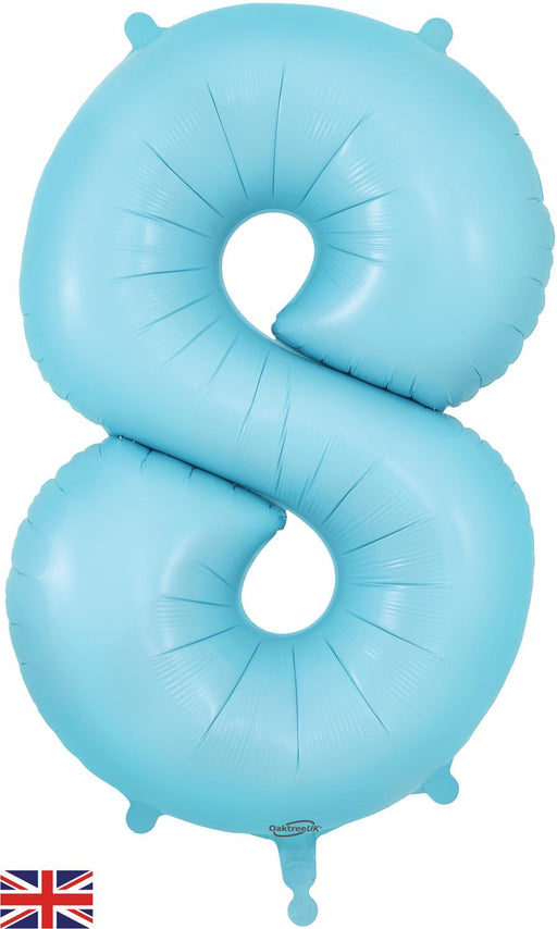 Oaktree UK Balloons Matte Blue Number 8 34"