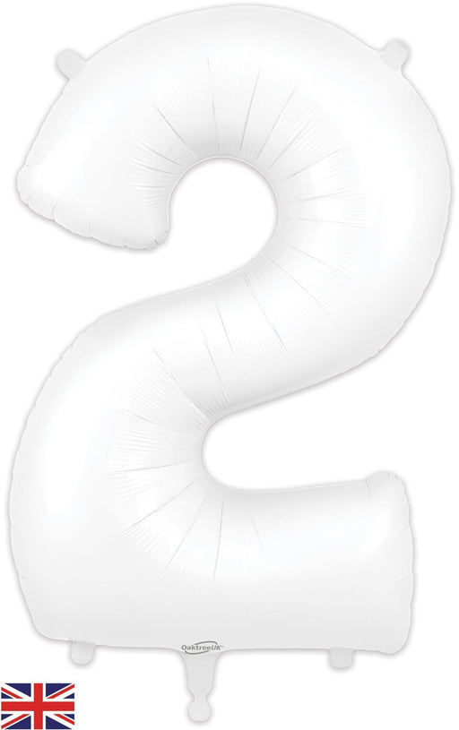 Oaktree UK Foil Balloons White Number 2 34"