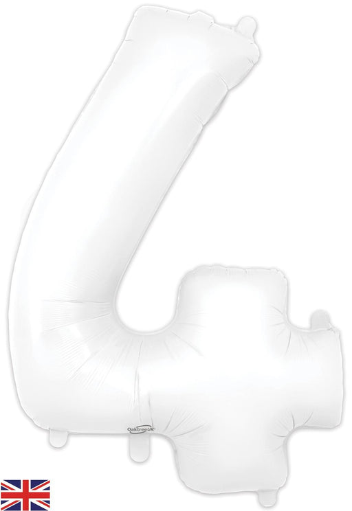 Oaktree UK Foil Balloons White Number 4 34"