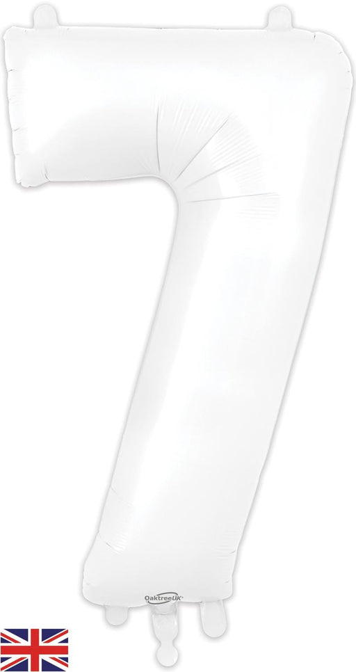 Oaktree UK Foil Balloons White Number 7 34"