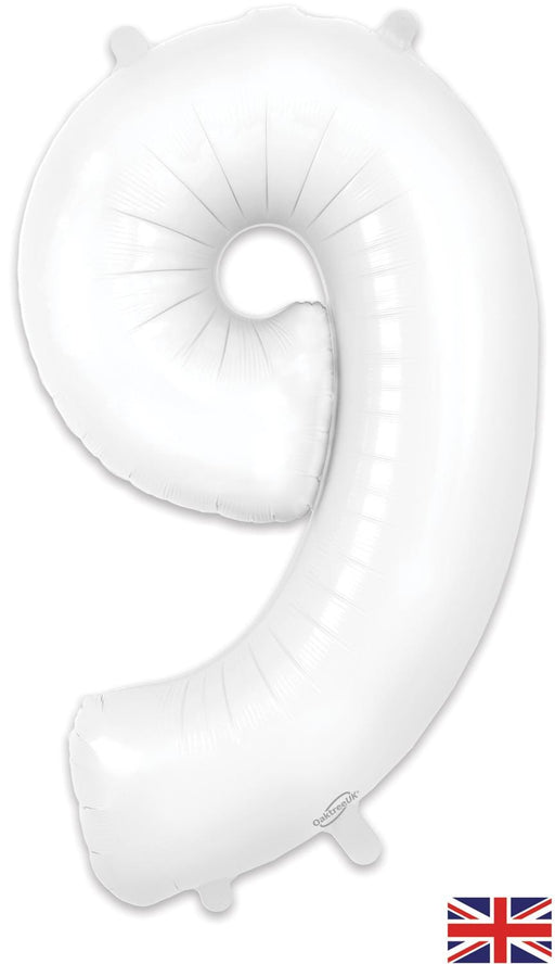 Oaktree UK Foil Balloons White Number 9 34"