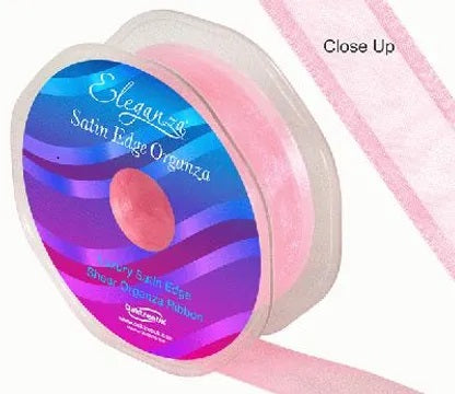 Pink Satin Edge Organza Ribbon 25Mm X 25M