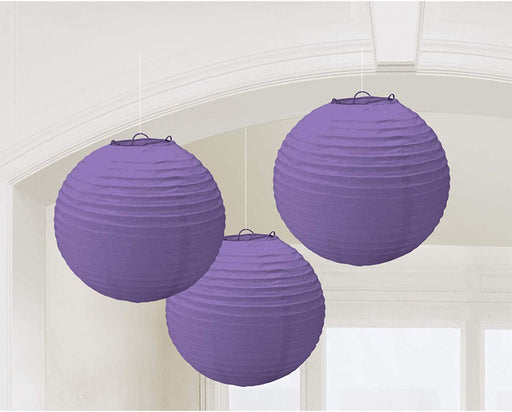 New Purple Paper Lantern 3pk 20.4Cm