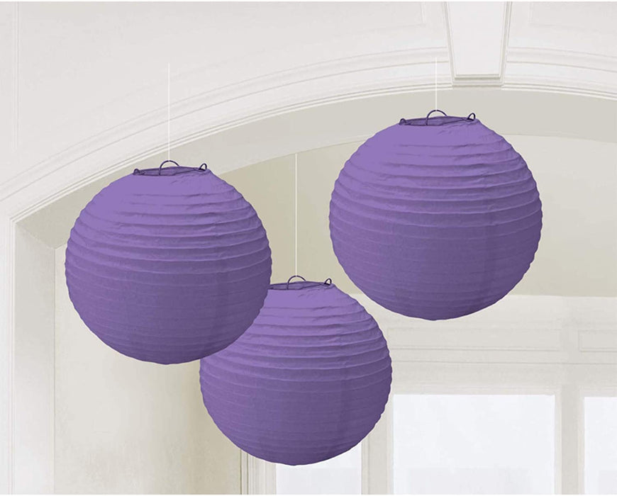 New Purple Paper Lantern 3pk 20.4Cm