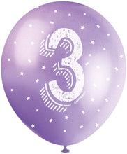 12'' Pearlised Latex Assorted Number 3 Birthday Balloons