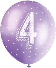 12'' Pearlised Latex Assorted Number 4 Birthday Balloons