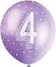 12'' Pearlised Latex Assorted Number 4 Birthday Balloons