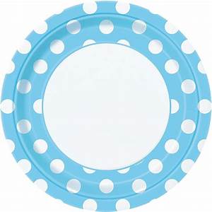 Soft Blue Polka Dot Plates 8pk 22cm