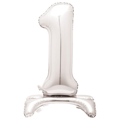 Silver Number 1 Shaped Standing Foil Balloon 30"