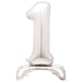 Silver Number 1 Shaped Standing Foil Balloon 30"