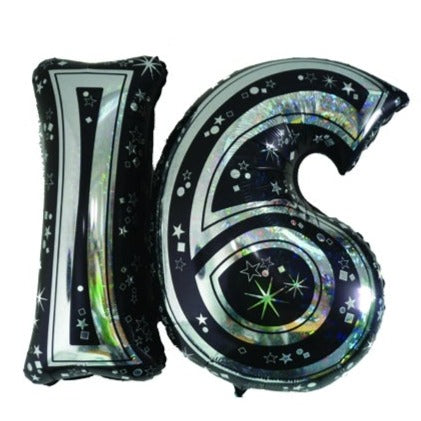 28'' Foil Super Shape Black / Silver 16th