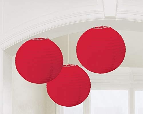 Red Round Paper Lanterns 24Cm