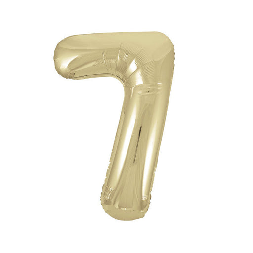 Champagne Gold Number 7 Shaped Foil Balloon 34'', Packaged
