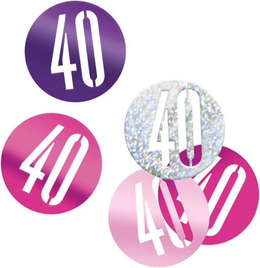 Glitz Pink 40 Birthday Confetti 14G