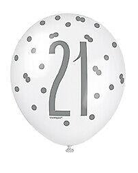 Blue Glitz 21st Birthday Latex Balloons 6pk