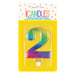 Rainbow Metallic Number 2 Candle