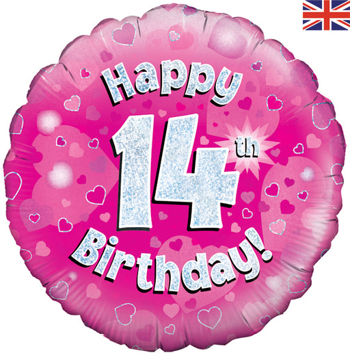18'' Foil Happy 14th Birthday Pink