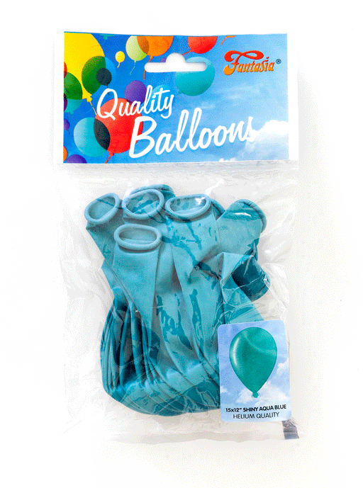 12" Aqua Shiny Balloons 15pk