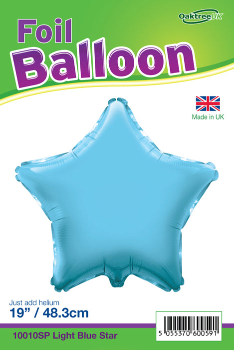 19'' Packaged Light Blue Star Foil Balloon