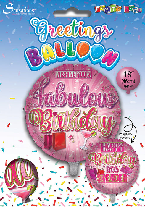 Wishing You A Fabulous Birthday (Pink) 18 Inch Foil Balloon