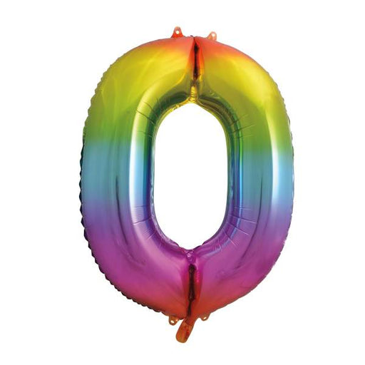 Rainbow Number 0 Shaped Foil Balloon 34'',