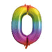 Rainbow Number 0 Shaped Foil Balloon 34'',