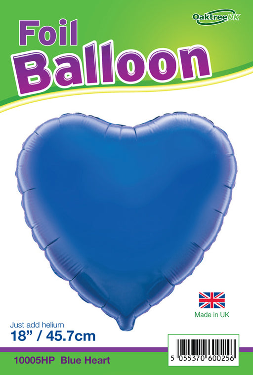 18'' Packaged Heart Blue Foil Balloon