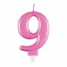 Pink Metallic Number 9 Candle