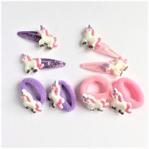 Glittery Unicorn Hair Clips And Hair Bands Set 4Pc