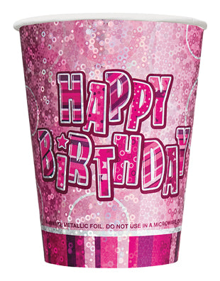 Glitz Pink Prismatic Cups 9 Oz (8pk)
