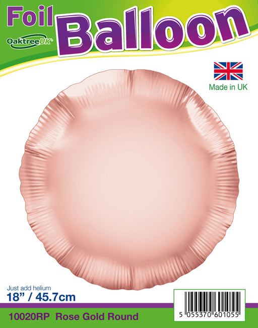 18'' Packaged Rose Gold Round Foil Balloon