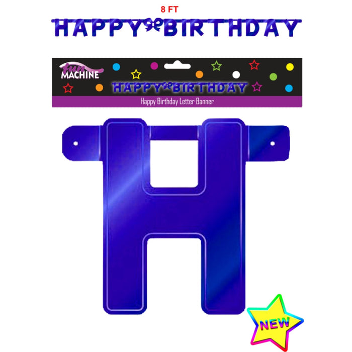 Happy Birthday Letter Banner Blue