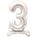 Silver Number 3 Shaped Standing Foil Balloon 30"