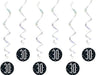 Glitz Black 30 Hanging Decoration 32'' 6pk