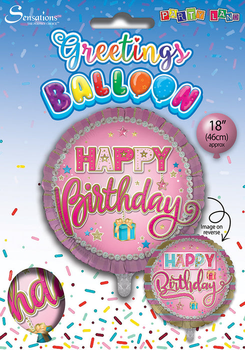 Pink Happy Birthday 18 Inch Foil Balloon