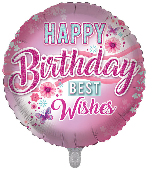 Pink Happy Birthday Wishes 18 Inch Foil Balloon