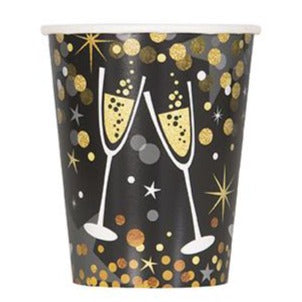 Glittering New Year Paper Cup 9Oz 8pk