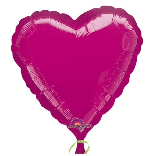 32 Inch Heart Fuchsia Plain Foil (Flat)