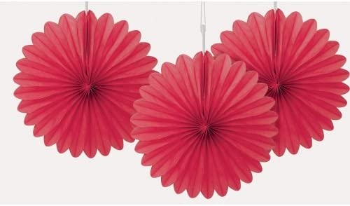 6'' Red Fan Decoration 3pk
