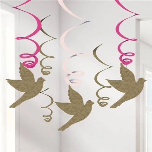 Pink Communion Swirl Decorations 3pk