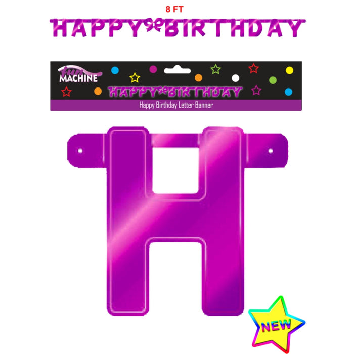 Happy Birthday Letter Banner Pink