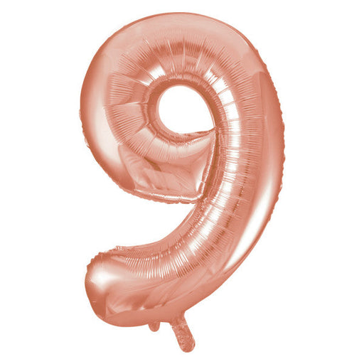 Rose Gold Number 9 Shaped Foil Balloon 34''